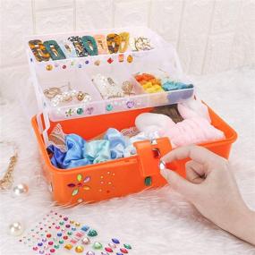 img 1 attached to 📦 SGHUO 11&#39;&#39; 3-Layer Plastic Storage Box: Organize Craft, Hair, Sewing, Cosmetics & More in Orange Container