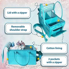 img 3 attached to 👶 Diaper Caddy Organizer with Handle Lid and Shoulder Strap - Travel Essentials & Changing Table Diaper Organizer | Car Diaper Caddy | Perfect Baby Shower Gift Registry | Portable Diaper Caddy for Dresser | Baby Basket Organizer
