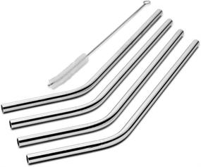 img 1 attached to Premium Set of 4 Extra Long Stainless Steel Drinking Straws for 30 oz and 20 oz Tumblers - Fits RTIC, Yeti, Ozark Trail, SIC & More - Includes Cleaning Brush