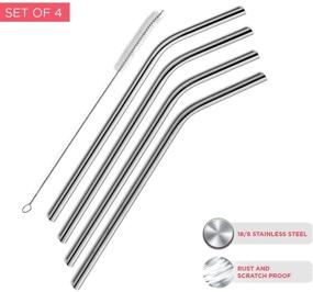 img 3 attached to Premium Set of 4 Extra Long Stainless Steel Drinking Straws for 30 oz and 20 oz Tumblers - Fits RTIC, Yeti, Ozark Trail, SIC & More - Includes Cleaning Brush
