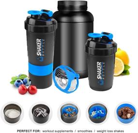 img 3 attached to 🥤 VIGIND Protein Shaker Bottle - Sports Water Bottle with Pill Tray & Storage - Non-Slip Design - Leakproof Shake Mixer - 16 oz Shake Cup