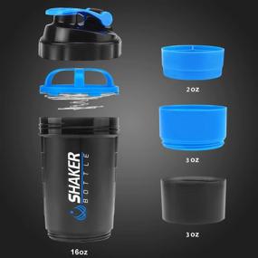 img 2 attached to 🥤 VIGIND Protein Shaker Bottle - Sports Water Bottle with Pill Tray & Storage - Non-Slip Design - Leakproof Shake Mixer - 16 oz Shake Cup