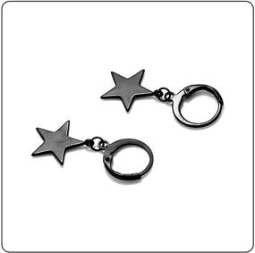 img 1 attached to 🌟 Fusamk Punk Stainless Steel Hinged Star Dangle Drop Earrings with Huggie Design