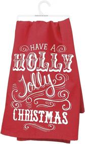 img 1 attached to 🎄 Очаровательное рождественское полотенце Holly Jolly от Primitives by Kathy: Яркий красно-белый дизайн, 28" квадратных