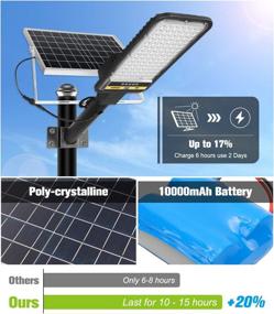 img 1 attached to 🌞 APONUO 100W Solar Street Lights Outdoor Dusk to Dawn, 98 LEDs 7000K Motion Sensor Light with Remote Control – Pole Security Flood Light for Yard, Garden, Patio