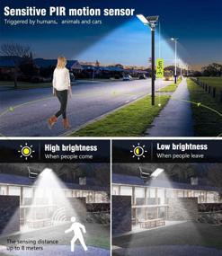 img 3 attached to 🌞 APONUO 100W Solar Street Lights Outdoor Dusk to Dawn, 98 LEDs 7000K Motion Sensor Light with Remote Control – Pole Security Flood Light for Yard, Garden, Patio