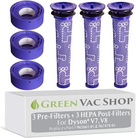 img 4 attached to 🔍 GreenVacShop 6-Pack Filter Set for Dyson V8+, V8, V7 Absolute Animal Motorhead Vacuum - Includes 3 Pre-Filters & 3 HEPA Post-Filters - Replaces Part # 965661-01 & 967478-01