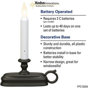 img 2 attached to 🕯️ Xodus Innovations FPC1525A Window Candle with Dusk to Dawn Sensor and Large Base, Battery Operated LED, Antique Brass/Black