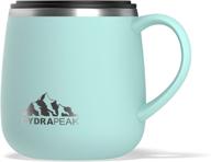 🥤 hydrapeak 14oz stainless steel double vacuum insulated coffee mug. travel tumbler tea cup with water tight slide lid, handle - aqua (14 ounce) логотип