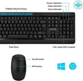 img 1 attached to 🖥️ CHONCHOW 2.4GHz USB Ergonomic Wireless Keyboard Mouse Combo: Ultimate Convenience and Comfort