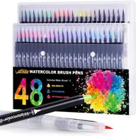 🖌️ vibrant watercolor brush pens set - 48 colors with 2 water pens | real brush tips, flexible, for artists, beginners, adults, kids - ideal for coloring, calligraphy, painting, and drawing logo