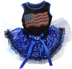 img 2 attached to 🐶 Petitebella Rhinestones USA Flag Puppy Dog Dress: Sparkling Patriotic Attire for Your Fur Baby!