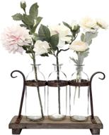 🌼 rustic flower vase set with rack stand - farmhouse glass bottles for table centerpieces and decor logo