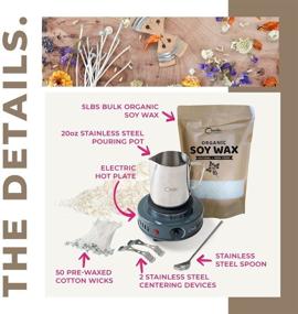 img 3 attached to 🕯️ Deluxe Candle Making Kit: Wax Melter Hot Plate for DIY Candle Making, 5lbs Organic Soy Wax, Supplies, Pot, Instructions - Make 50 Candles!