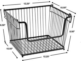 img 1 attached to 📦 Sorbus Wire Metal Basket Bin: Stackable Storage Baskets for Home & Office (3-Pack, Black)