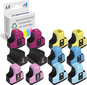 img 4 attached to High-Quality HOTCOLOR Remanufactured HP 02 Ink Cartridges - Replacement for HP PhotoSmart Printers - 12-Pack (Black, Cyan, Magenta, Yellow, Light Cyan, Light Magenta)
