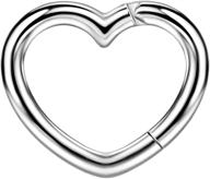 fansing 16g 8mm daith earring for women - 316l surgical steel heart clicker piercing earring, 16 gauge, in black, gold, rose gold, or silver logo