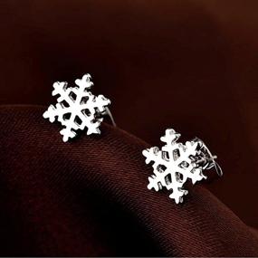 img 1 attached to Simple Small Mini Smooth Snowflake Stud Earrings, White Gold Plated - Fashion Jewelry for Girls