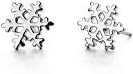 simple small mini smooth snowflake stud earrings, white gold plated - fashion jewelry for girls logo