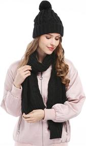 img 3 attached to 🧣 2-Piece Knitted Women's Scarf and Hat Set: Warm Skullcap Beanie Cap for Enhanced Coziness