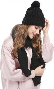 img 2 attached to 🧣 2-Piece Knitted Women's Scarf and Hat Set: Warm Skullcap Beanie Cap for Enhanced Coziness