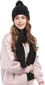 img 1 attached to 🧣 2-Piece Knitted Women's Scarf and Hat Set: Warm Skullcap Beanie Cap for Enhanced Coziness