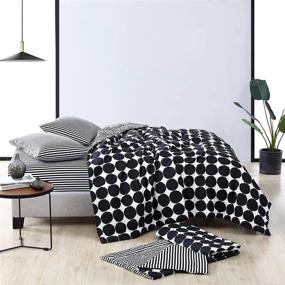 img 1 attached to 🖤 Marimekko Pienet Kivet Collection Soft and Cozy Breathable Down Alternative Blanket for Sofa, Couch, or Bed, Modern & Stylish Home Décor - Queen Size, Black