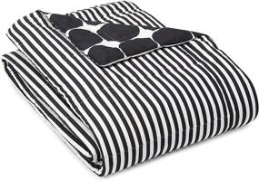 img 3 attached to 🖤 Marimekko Pienet Kivet Collection Soft and Cozy Breathable Down Alternative Blanket for Sofa, Couch, or Bed, Modern & Stylish Home Décor - Queen Size, Black