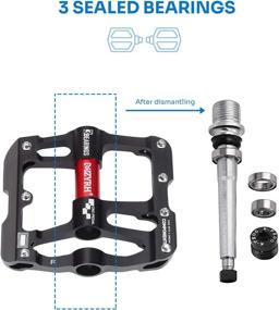 img 1 attached to 🚵 Kemimoto Mountain Bike Pedals, Lightweight Aluminum 9/16" with 3 Bearings, Ideal for MTB, BMX, Road Bikes - Pack of 2