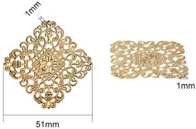 img 3 attached to PandaHall Elite 60pcs Filigree Charm Pendant Connectors, 51mm(2 inch) Square Iron, Earring DIY Jewelry Making, Antique Bronze/Light Gold/Platinum