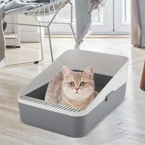 img 2 attached to 🐾 Sfozstra Open Litter Box: Prevent Sand Leakage, Durable High Side Sifting Litter Box for Small Cats - Secure, Odor-free, and Easy to Clean