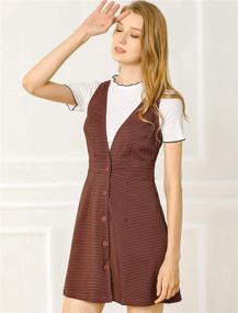 img 3 attached to 👗 Stylish Allegra K Women's Valentine's Day Plaid Houndstooth Pinafore Dress with Overalls Suspenders