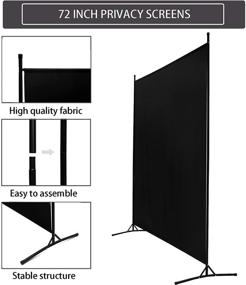 img 2 attached to ACTREY Office Partition Room Divider: 6 Ft Portable Privacy Screen - 72 inch Updated Thicker Design (Black)