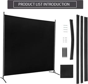 img 1 attached to ACTREY Office Partition Room Divider: 6 Ft Portable Privacy Screen - 72 inch Updated Thicker Design (Black)