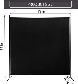 img 3 attached to ACTREY Office Partition Room Divider: 6 Ft Portable Privacy Screen - 72 inch Updated Thicker Design (Black)