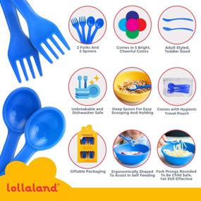 img 2 attached to 🍴 Lollaland 5-Piece Plastic Toddler Silverware Spoon and Fork Set - Reusable Cutlery with Travel Pouch (Turquoise)