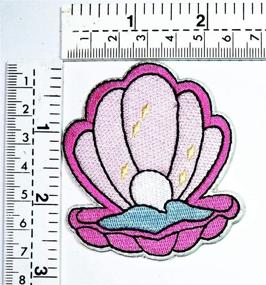 img 1 attached to 🐚 Pink Pearl Seashell Mermaid Patch: Delightful Ocean Series Applique for Kids - Sharks, Whales, Seahorses, and More!