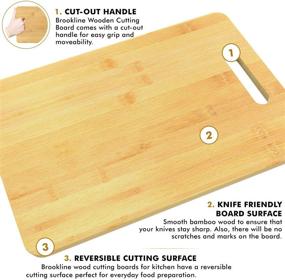 img 2 attached to 🔪 Brookline Wood Cutting Board Set - Premium Bamboo Charcuterie Boards for Home & Kitchen Accessories - Organic, BPA Free - Ideal for Cooking, Butcher Block, Cheese, Vegetable Chopping