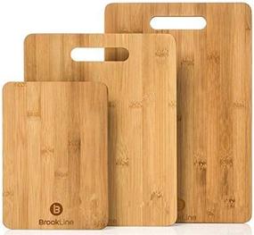 img 4 attached to 🔪 Brookline Wood Cutting Board Set - Premium Bamboo Charcuterie Boards for Home & Kitchen Accessories - Organic, BPA Free - Ideal for Cooking, Butcher Block, Cheese, Vegetable Chopping