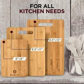 img 3 attached to 🔪 Brookline Wood Cutting Board Set - Premium Bamboo Charcuterie Boards for Home & Kitchen Accessories - Organic, BPA Free - Ideal for Cooking, Butcher Block, Cheese, Vegetable Chopping