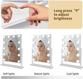 img 3 attached to 💡 Nusvan Vanity Mirror with Lights: 3 Color Lighting Modes, Touch Control & 10X Magnification - 14.6Inches (White)