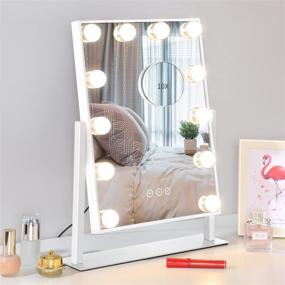 img 4 attached to 💡 Nusvan Vanity Mirror with Lights: 3 Color Lighting Modes, Touch Control & 10X Magnification - 14.6Inches (White)