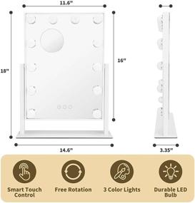 img 1 attached to 💡 Nusvan Vanity Mirror with Lights: 3 Color Lighting Modes, Touch Control & 10X Magnification - 14.6Inches (White)