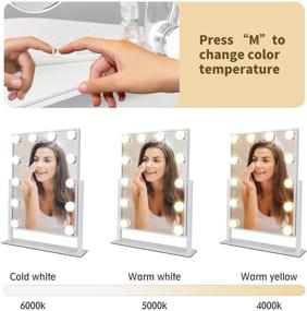 img 2 attached to 💡 Nusvan Vanity Mirror with Lights: 3 Color Lighting Modes, Touch Control & 10X Magnification - 14.6Inches (White)