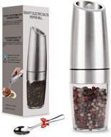 🌶️ electric pepper grinder, gravity operated salt mill with blue led light, one-handed operation, adjustable coarseness, silver (includes stainless steel spoon) logo