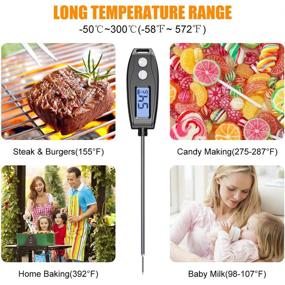 img 2 attached to Waterproof Digital Food Thermometer with Long Probe for Kitchen, BBQ, Smoker, Grill - Instant Read Meat Thermometer with Backlit LCD/Magnet, Ideal for Cooking, Deep Fry, Water, Milk, Jam