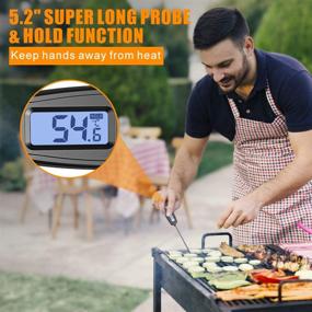 img 3 attached to Waterproof Digital Food Thermometer with Long Probe for Kitchen, BBQ, Smoker, Grill - Instant Read Meat Thermometer with Backlit LCD/Magnet, Ideal for Cooking, Deep Fry, Water, Milk, Jam