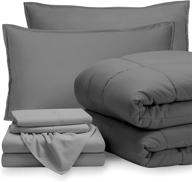 🛏️ premium bedding set 7 piece comforter & sheet set - queen size - goose down alternative - ultra-soft 1800 bed set (queen, grey/light grey) for enhanced seo логотип