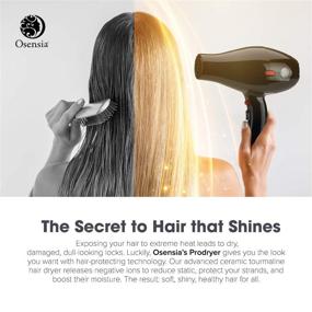 img 1 attached to 💨 Osensia Professional Hair Dryer with Diffuser - 1875W Ionic Tourmaline Ceramic Blow Dryer for Silky, Frizz-Free Style + 2 Concentrator Attachments