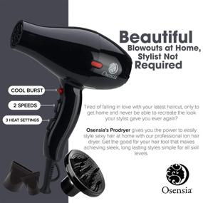 img 3 attached to 💨 Osensia Professional Hair Dryer with Diffuser - 1875W Ionic Tourmaline Ceramic Blow Dryer for Silky, Frizz-Free Style + 2 Concentrator Attachments